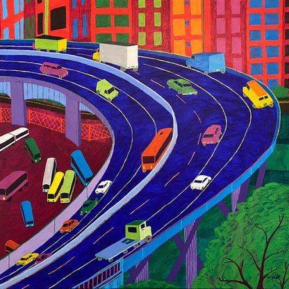 Colorful Highway Traffic
