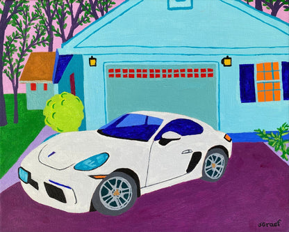 White Sports Car Driveway