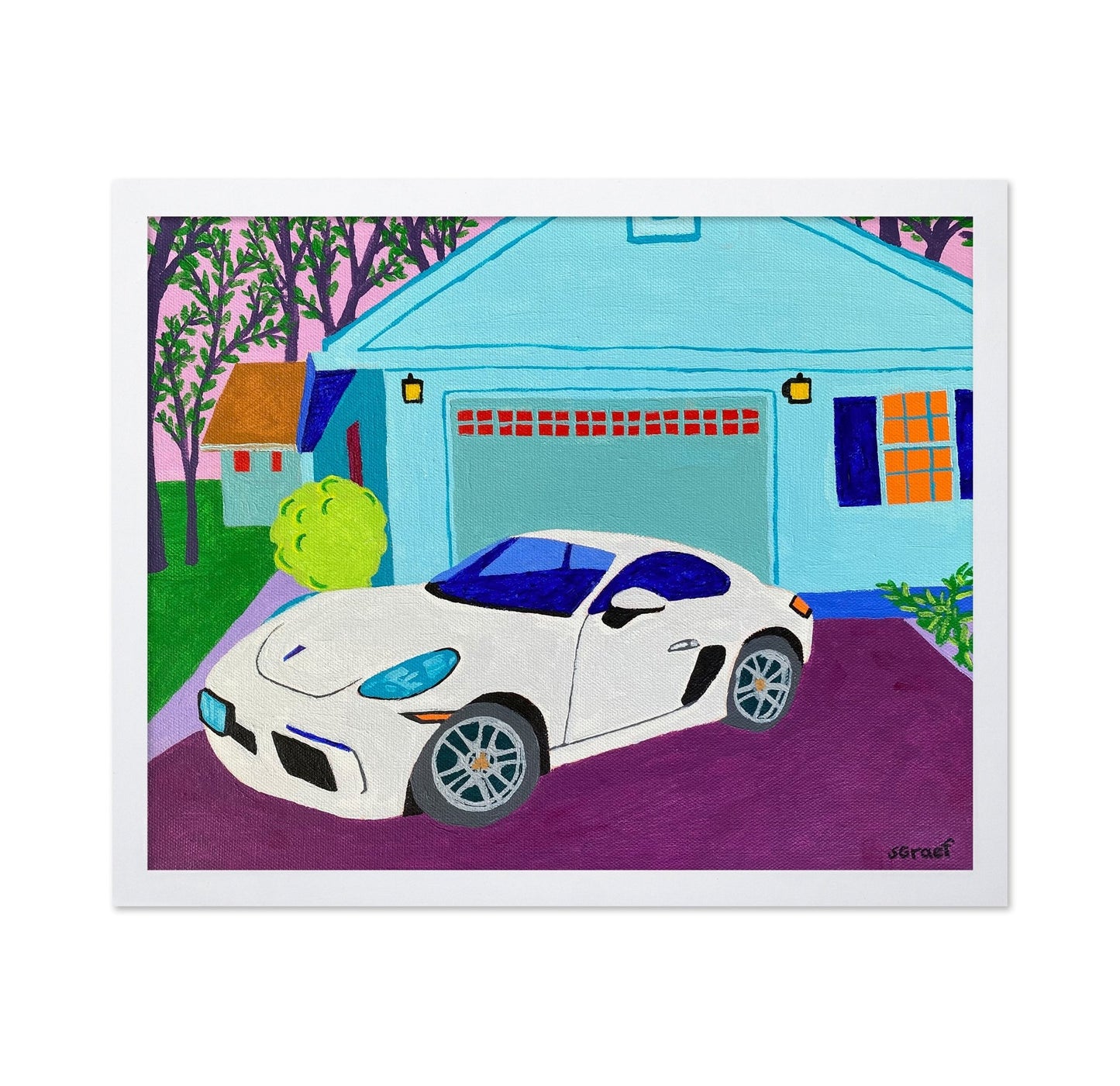 White Sports Car Driveway