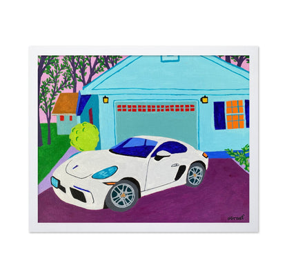 White Sports Car Driveway