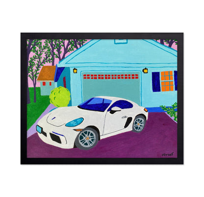 White Sports Car Driveway