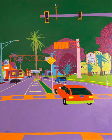 Colorful Highway City Scene