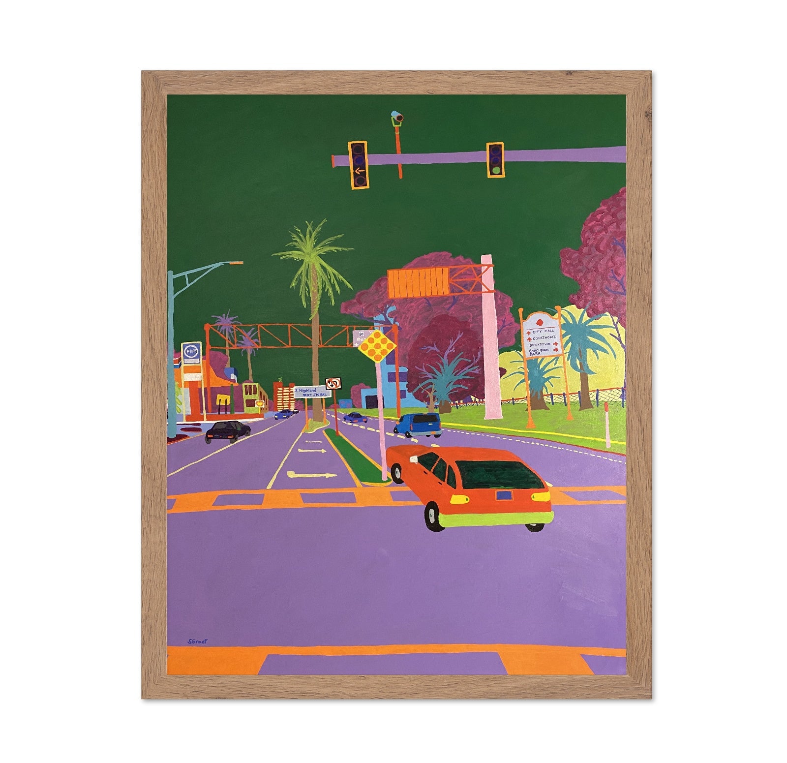 Colorful Highway City Scene