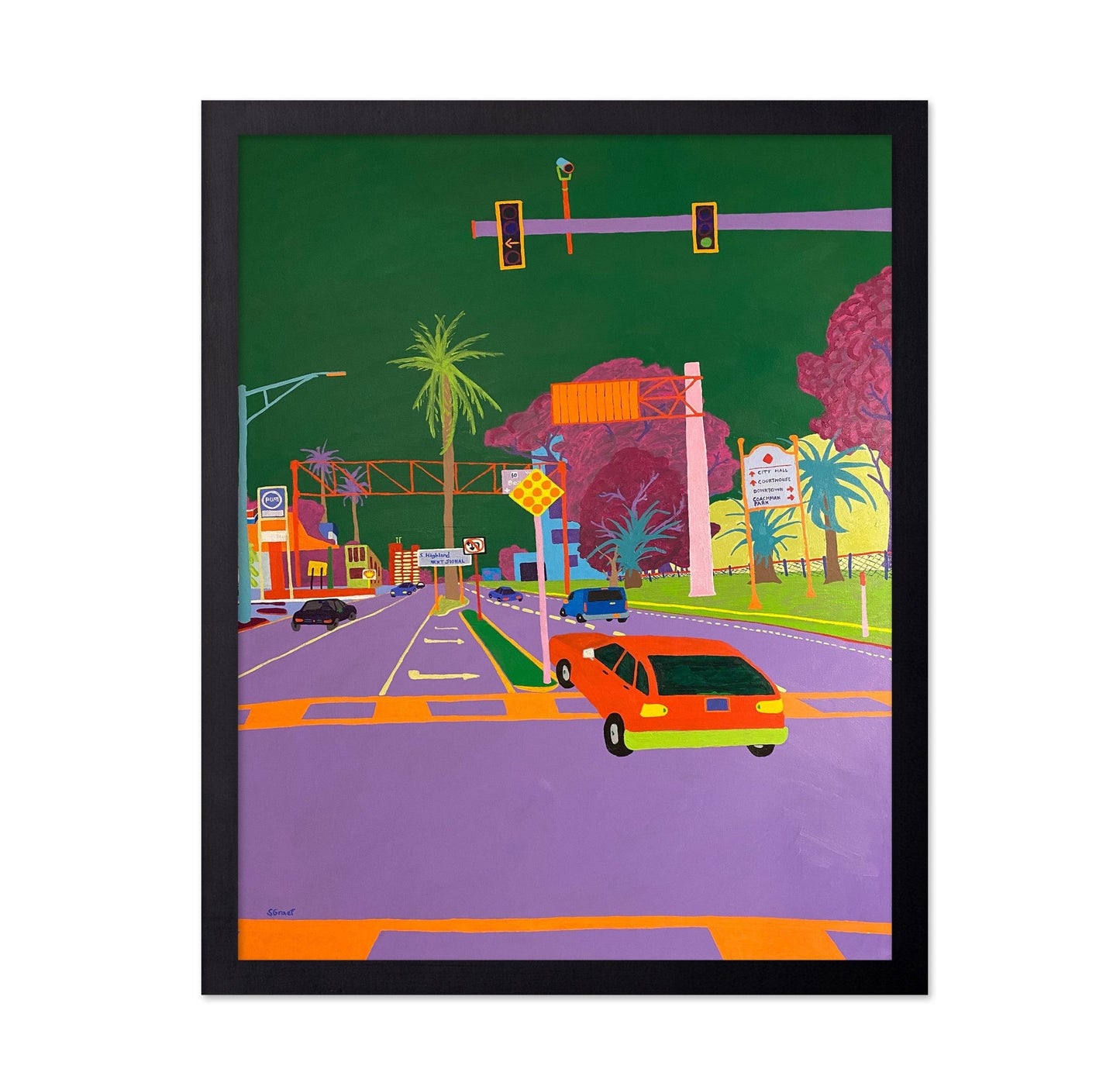 Colorful Highway City Scene