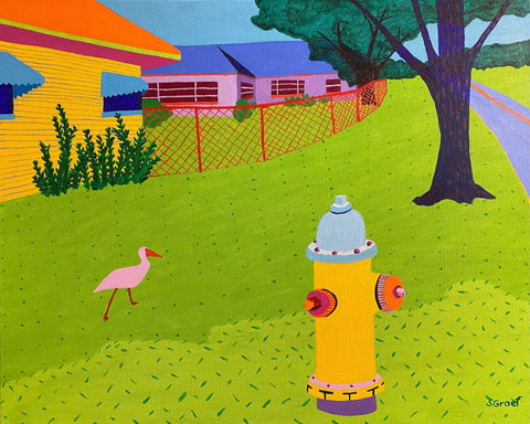 Backyard Fire Hydrant Scene
