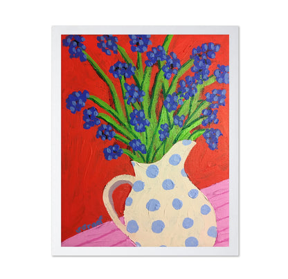 Blue Flowers Polka Vase