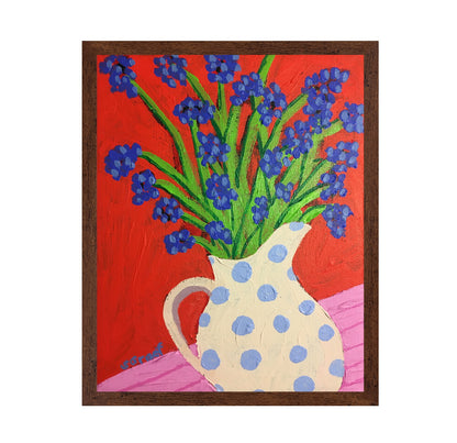 Blue Flowers Polka Vase