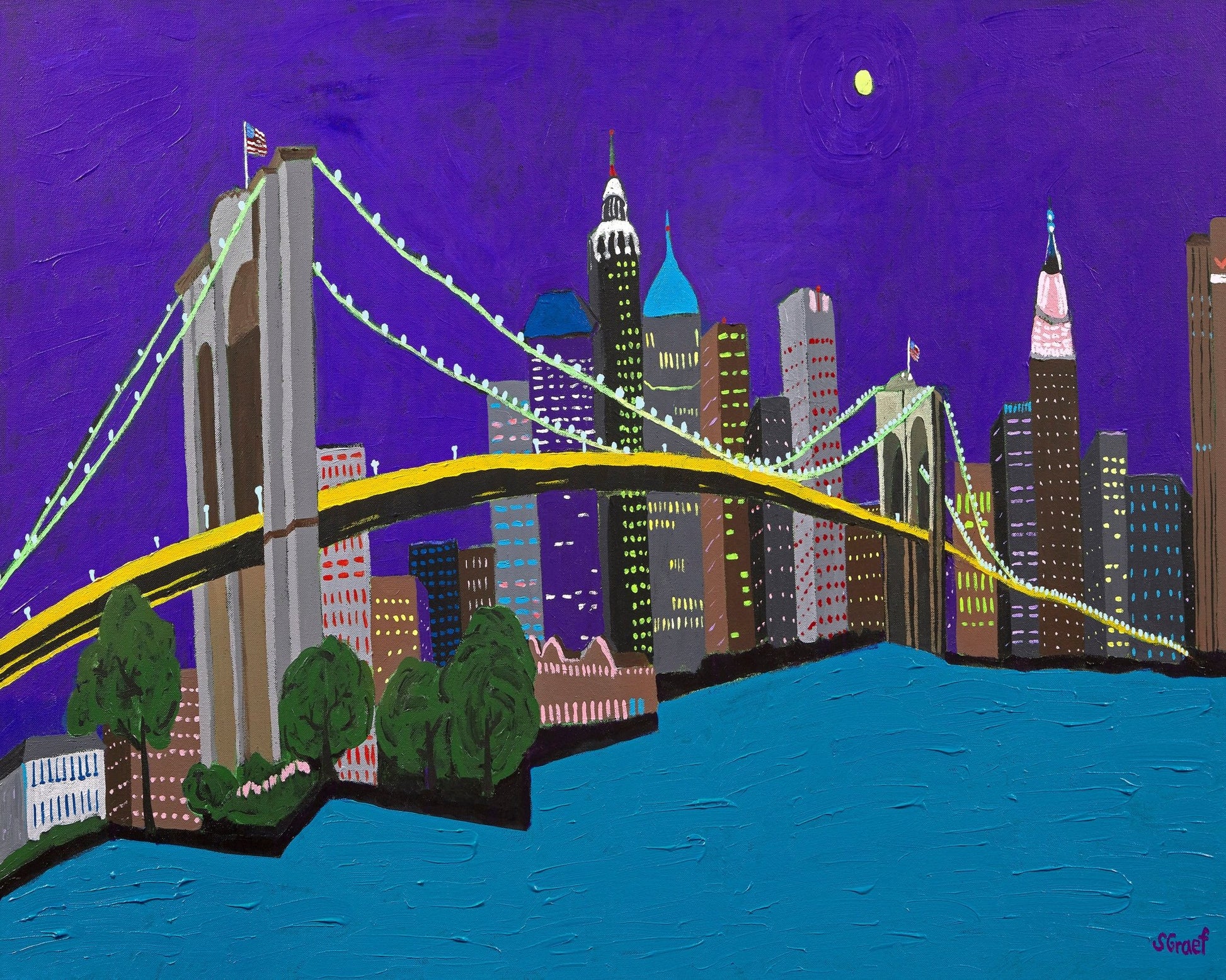 City Bridge Night Skyline