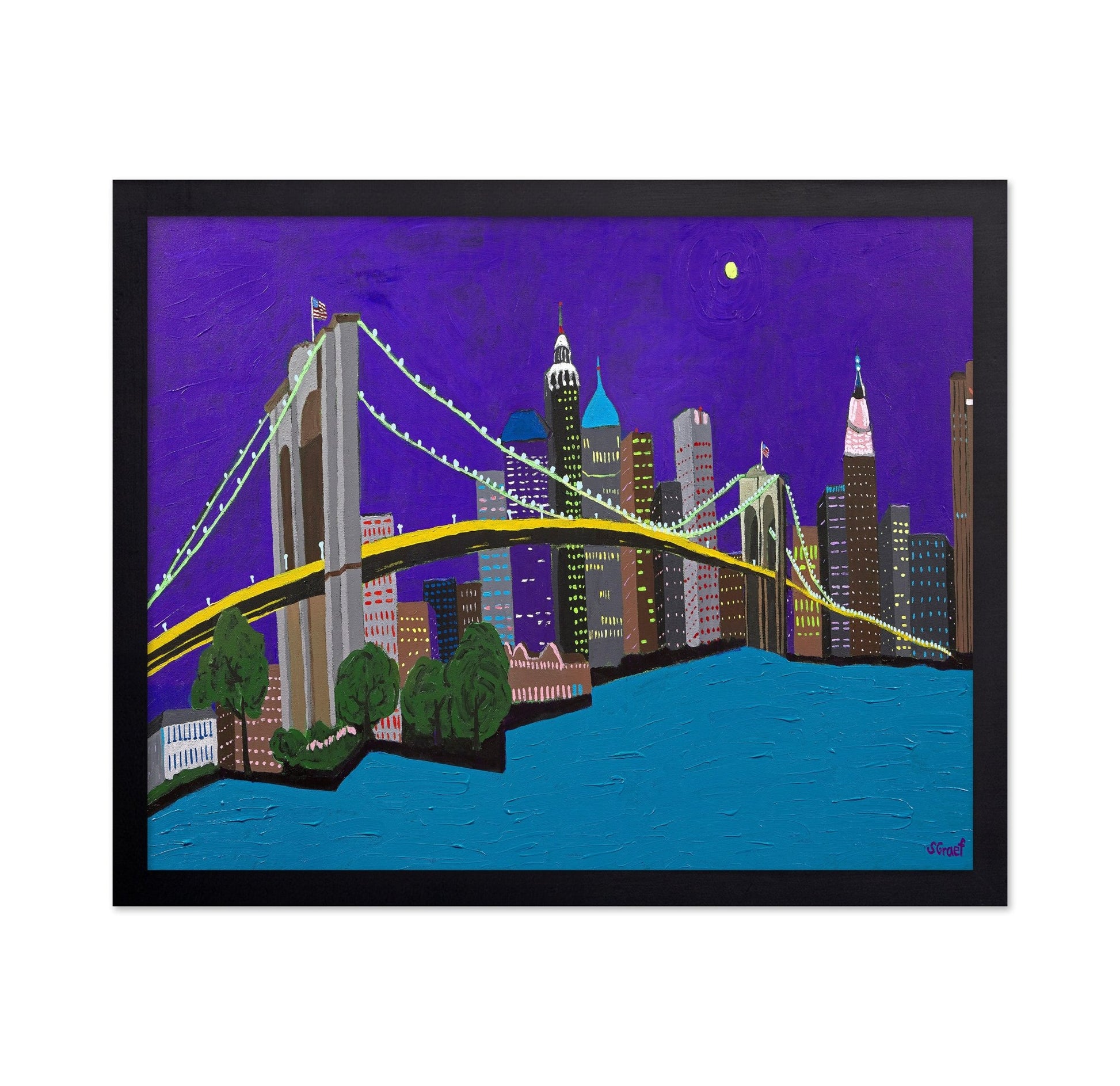 City Bridge Night Skyline