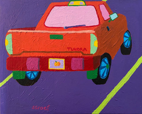 Retro Car Road Scene