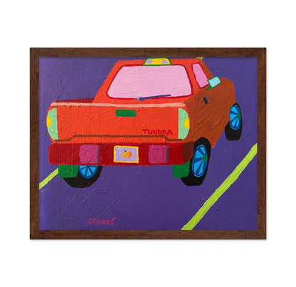 Retro Car Road Scene