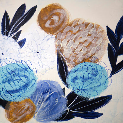 Blue Floral Sketch No3