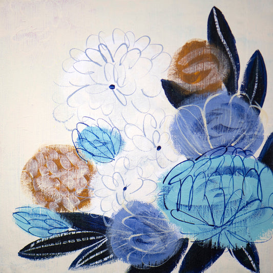Blue Abstract Florals