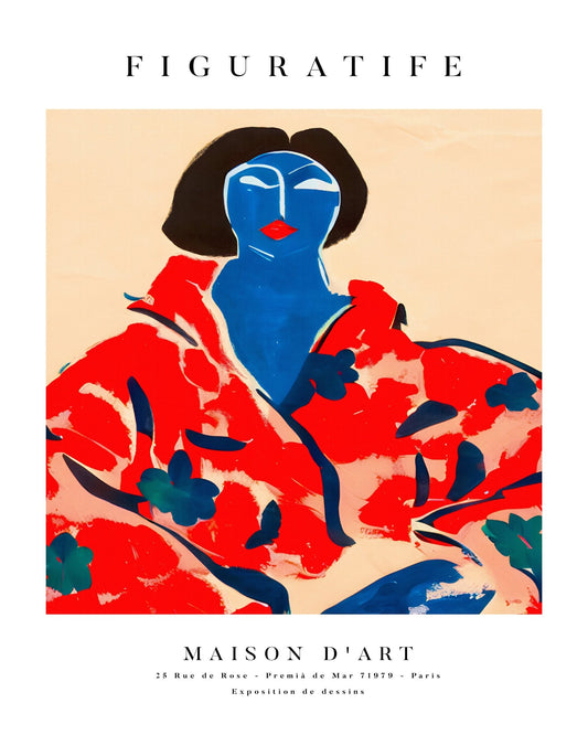 Blue Face Red Kimono