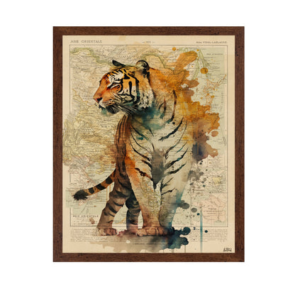 Vintage Tiger Map Collage