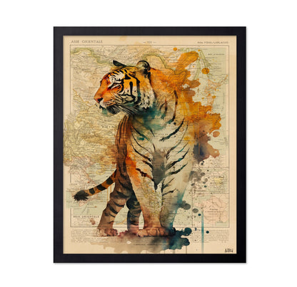 Vintage Tiger Map Collage