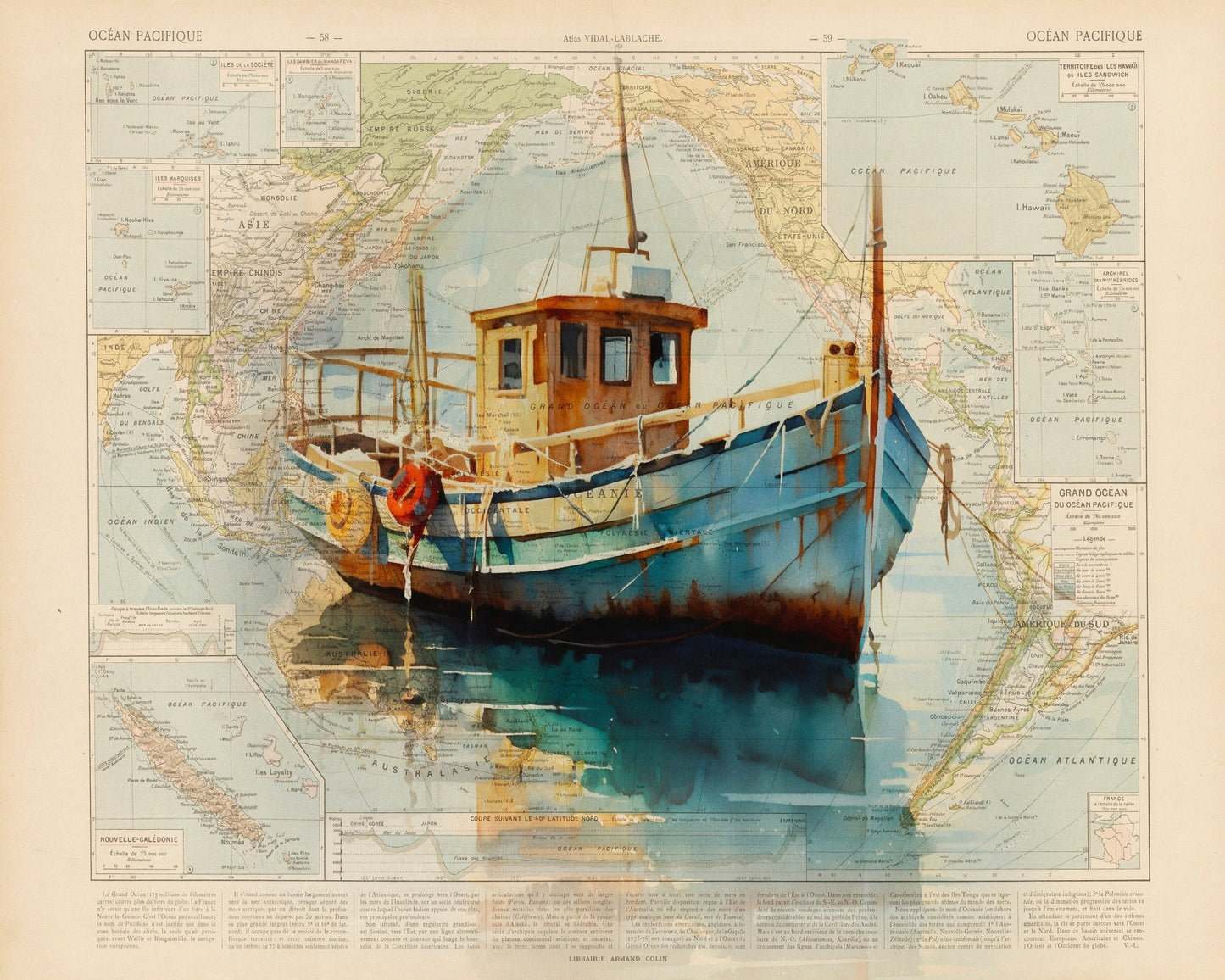 Pacific Fishing Boat Map