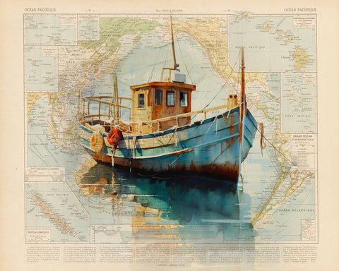 Pacific Fishing Boat Map