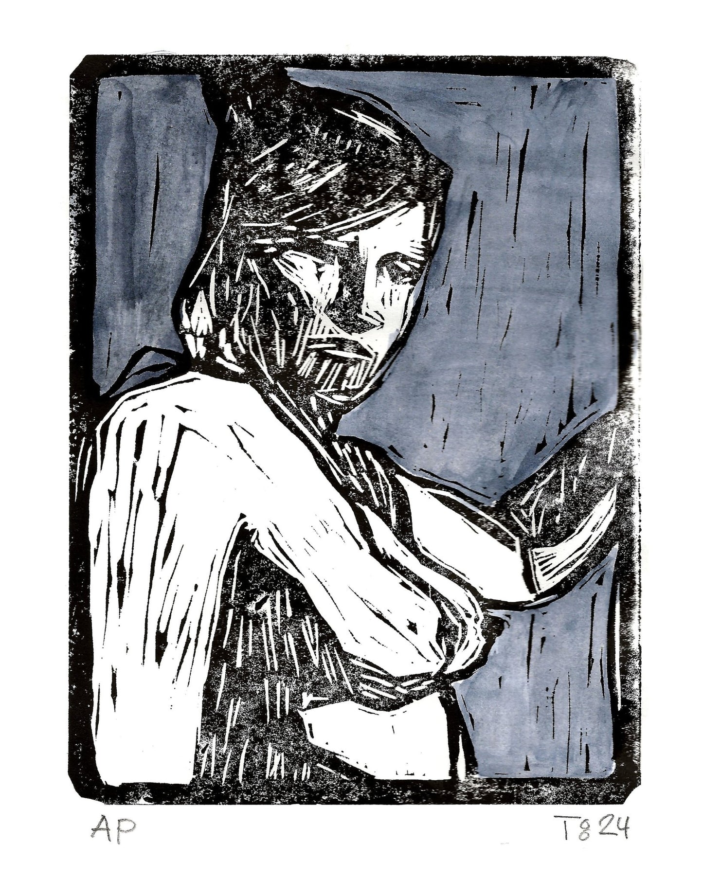 Woman Linocut Portrait