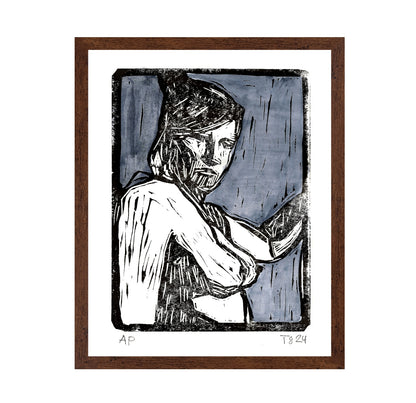 Woman Linocut Portrait
