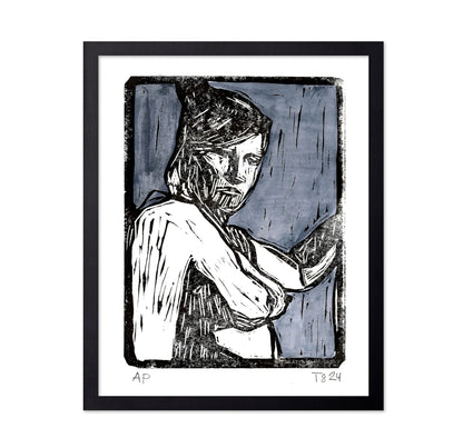 Woman Linocut Portrait