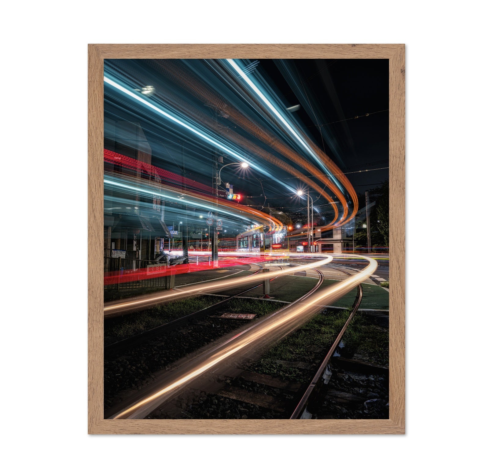 Night Tram Light Trails
