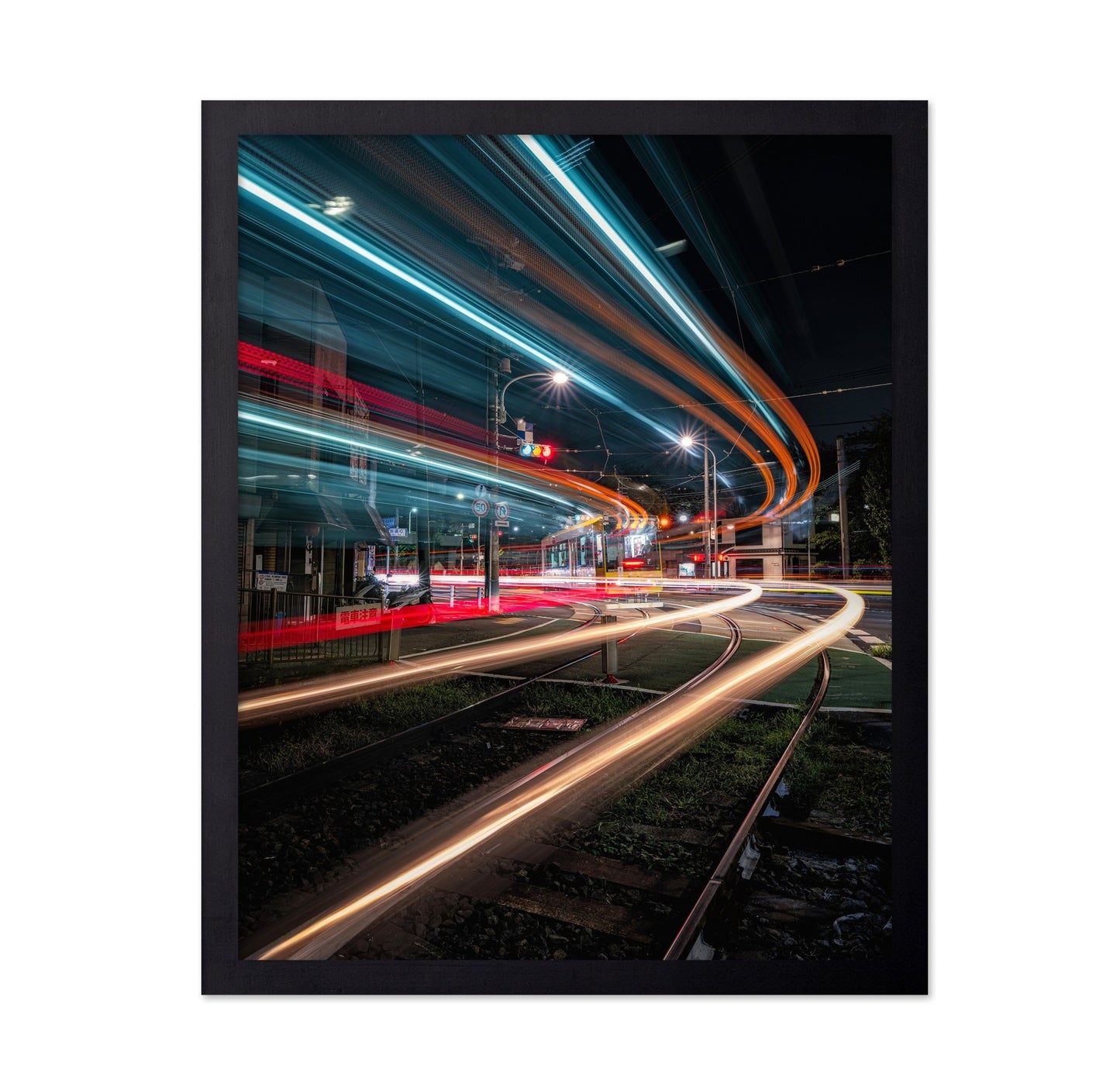 Night Tram Light Trails