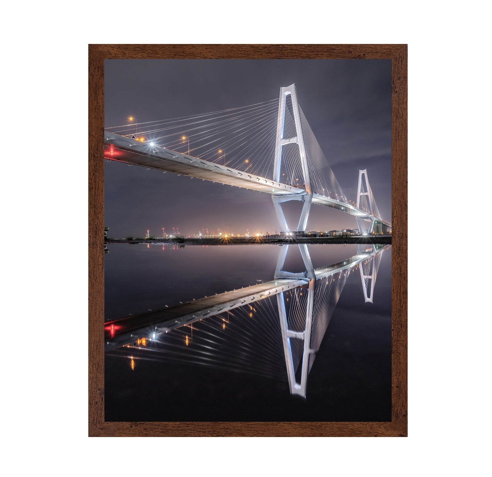 Night Bridge Reflection