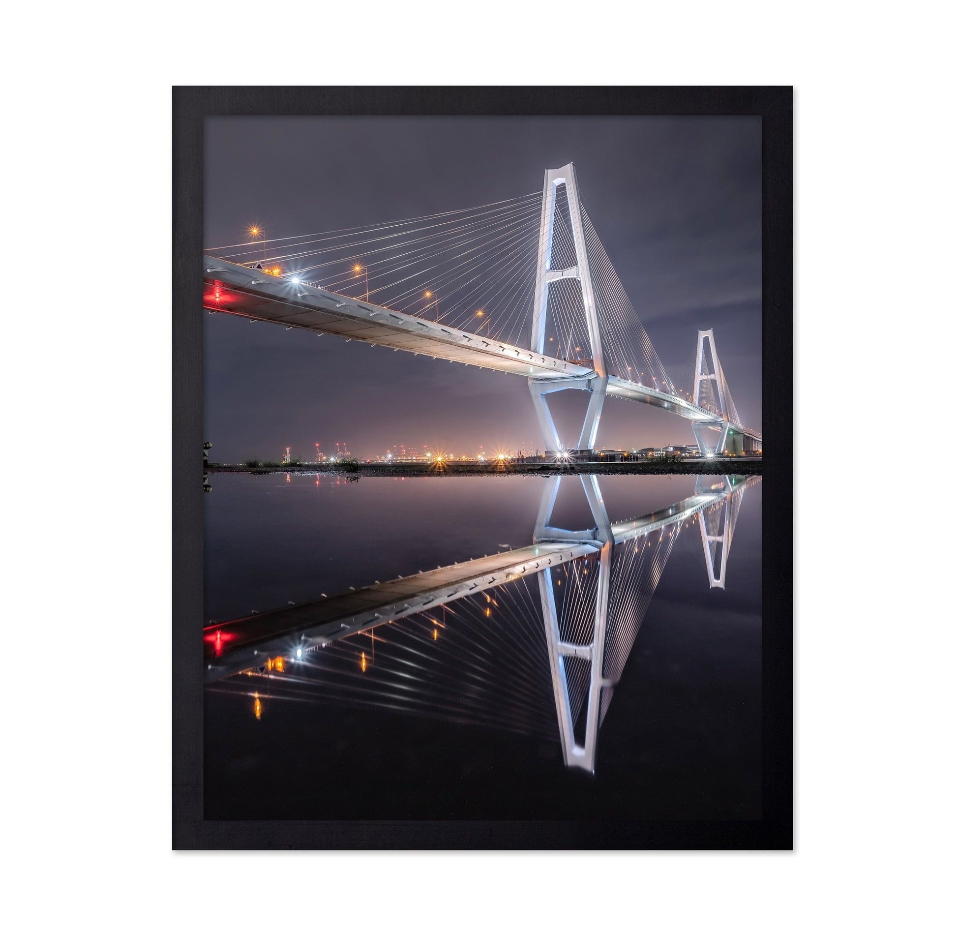 Night Bridge Reflection