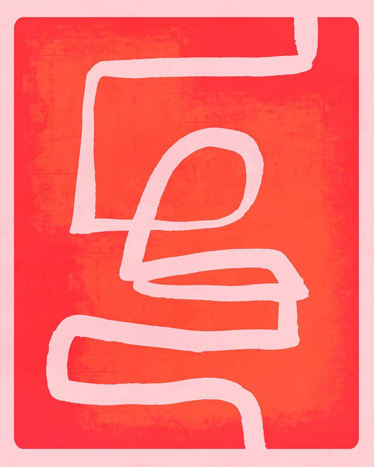 Red Abstract Line Art