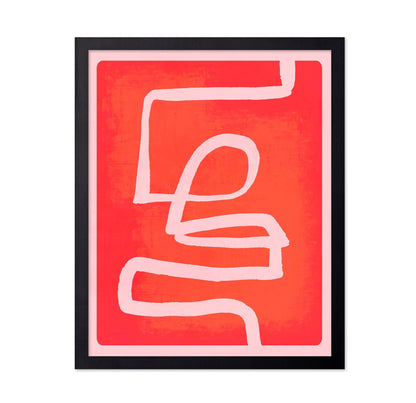 Red Abstract Line Art