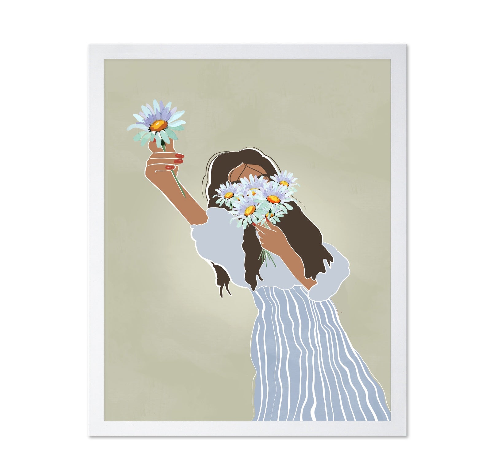 Girl With Daisy Bouquet