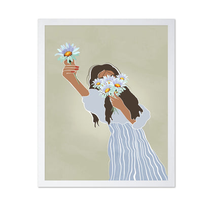 Girl With Daisy Bouquet