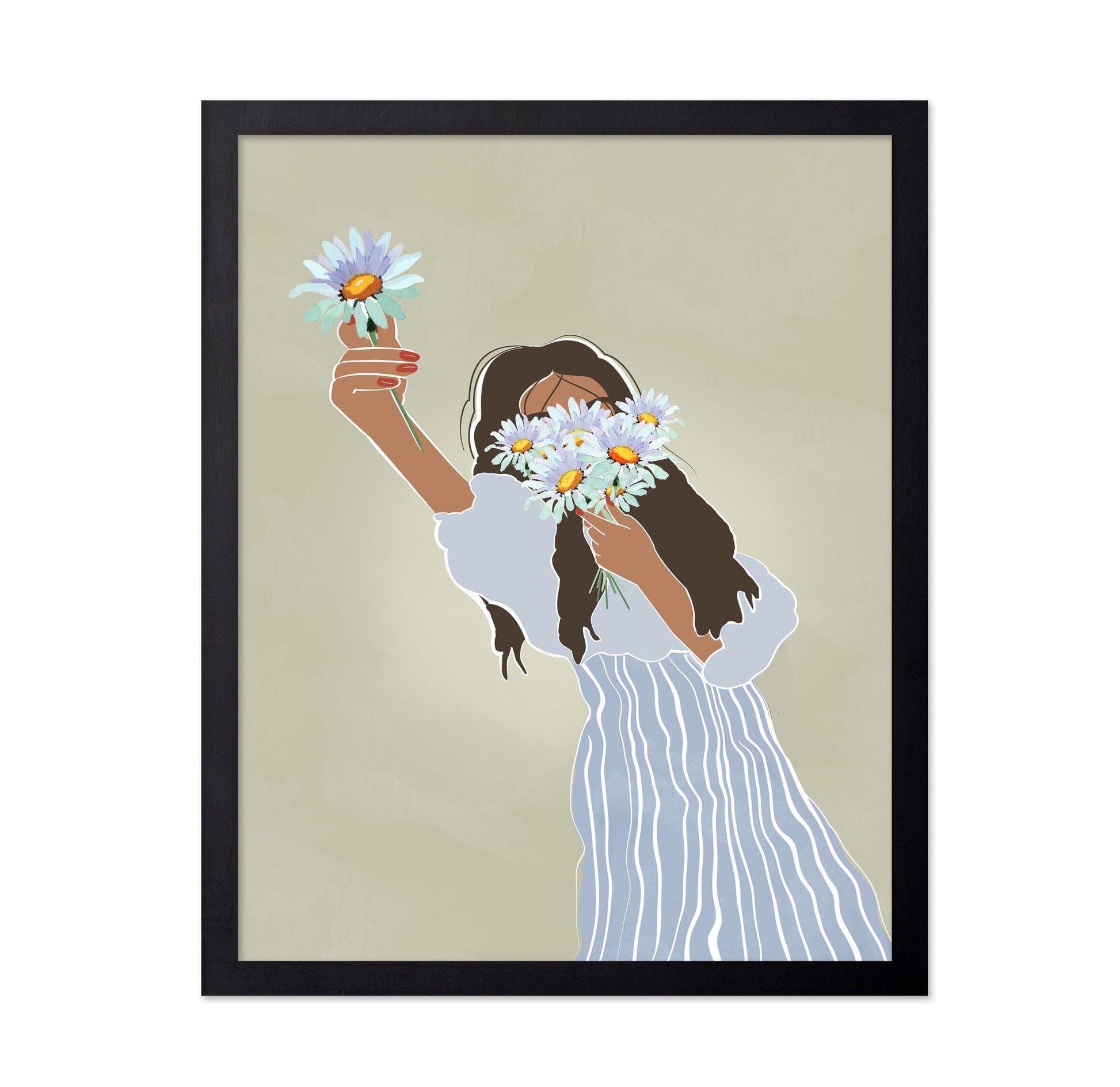 Girl With Daisy Bouquet