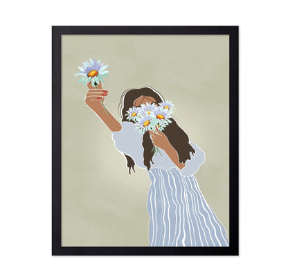 Girl With Daisy Bouquet