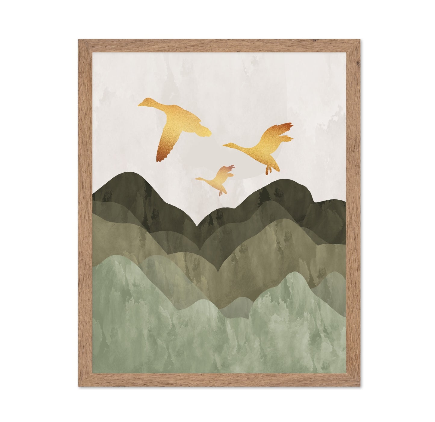 Golden Birds Over Hills
