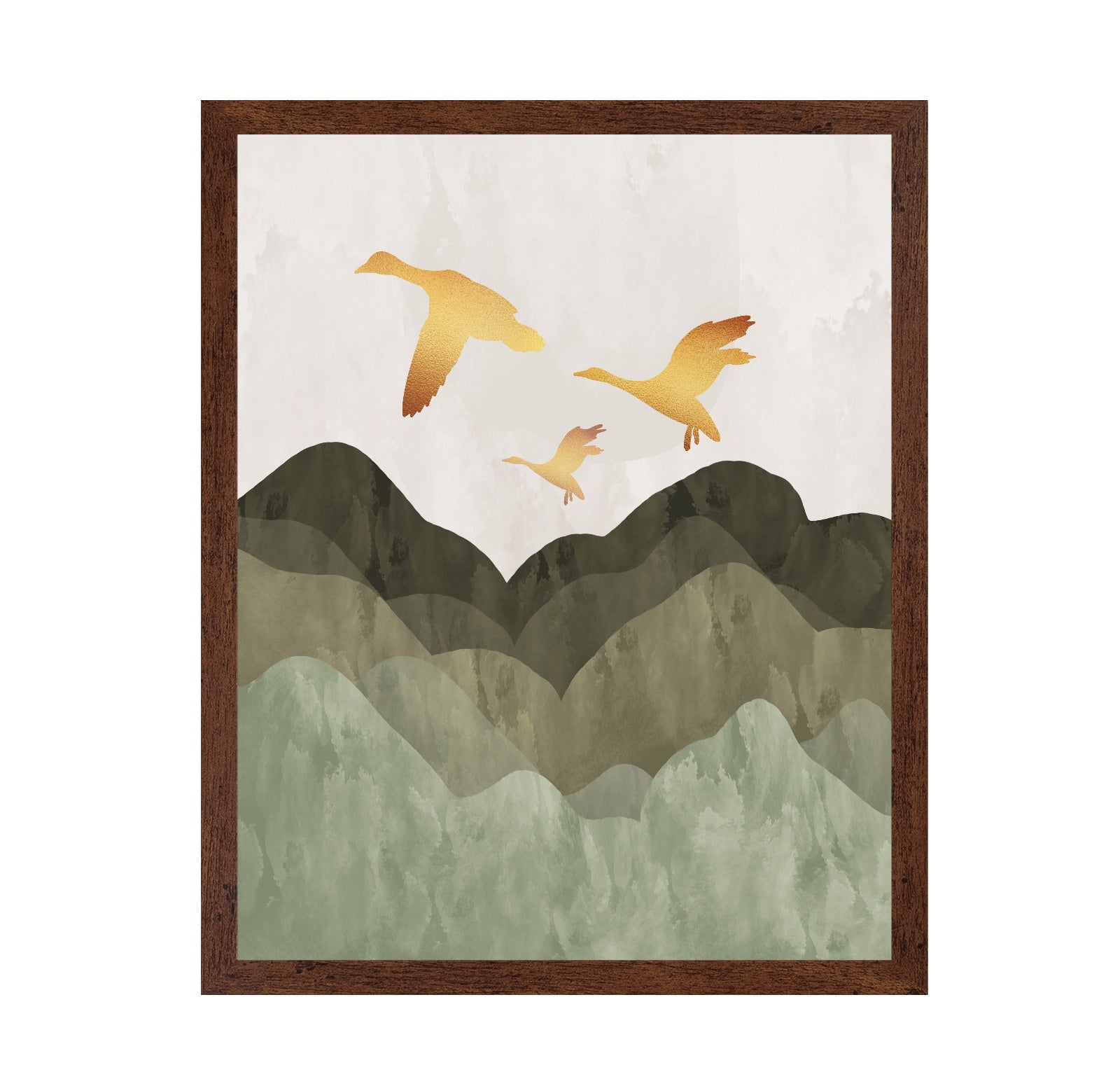 Golden Birds Over Hills