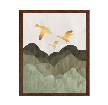 Golden Birds Over Hills