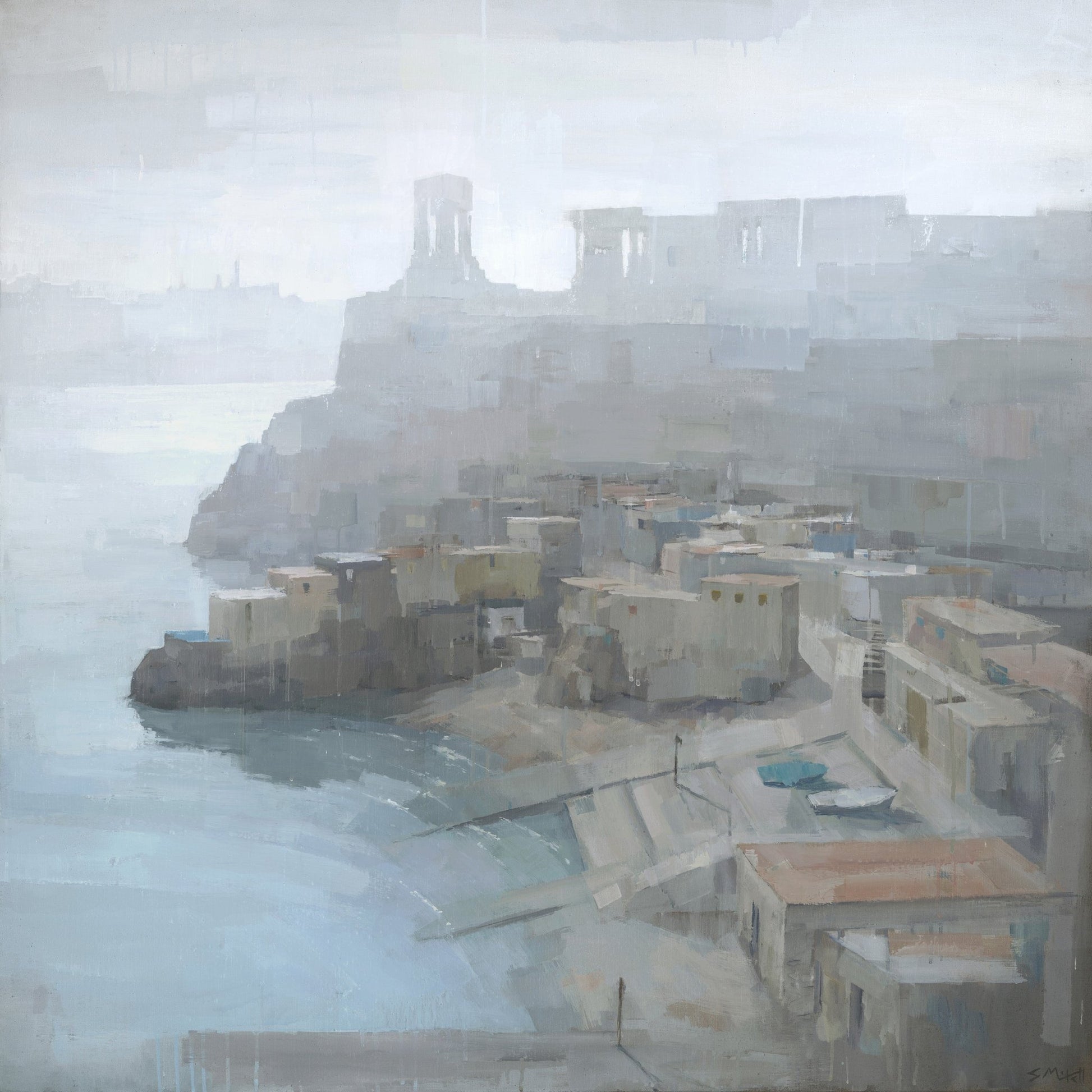 Misty Coastal Town