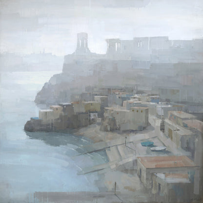 Misty Coastal Town