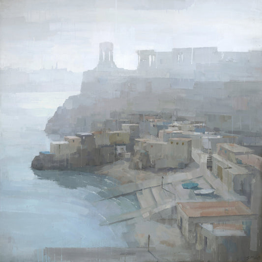 Misty Coastal Town