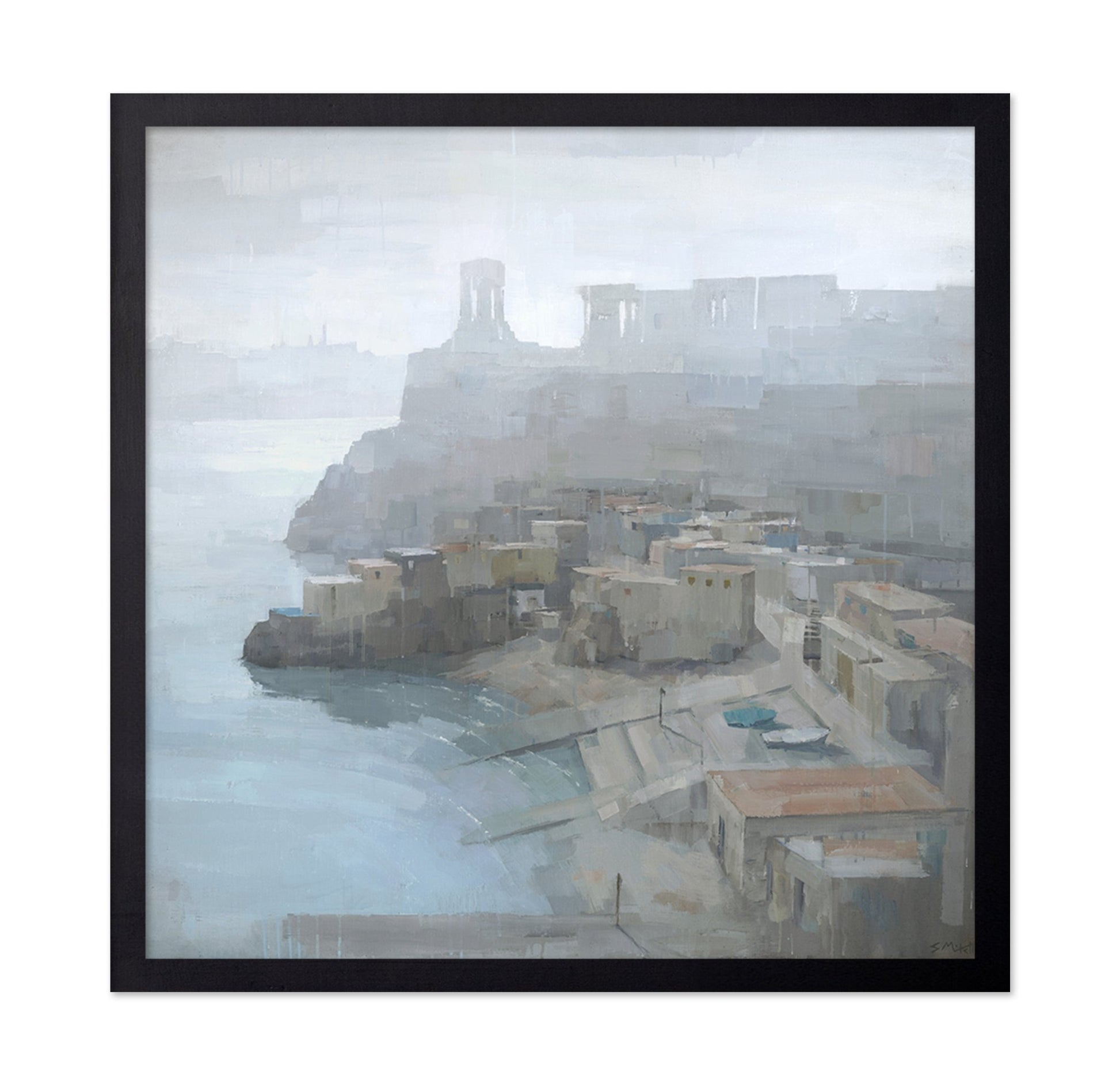 Misty Coastal Town