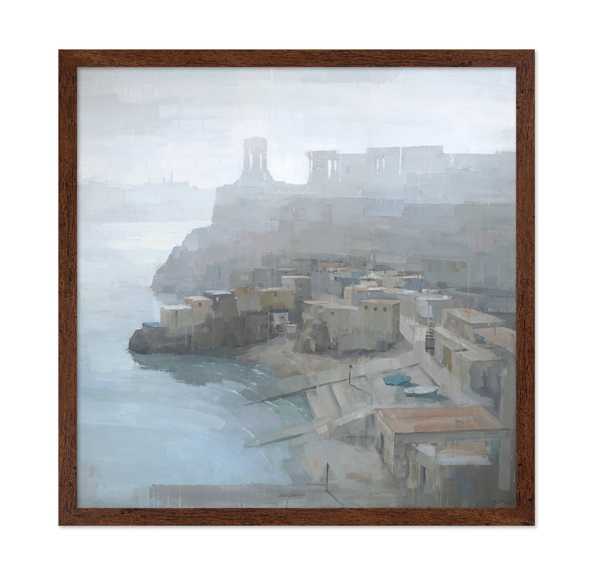 Misty Coastal Town
