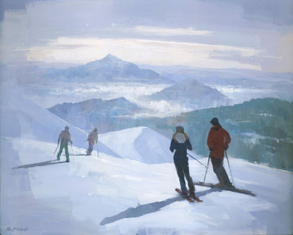 Skiers On Mountain Ridge