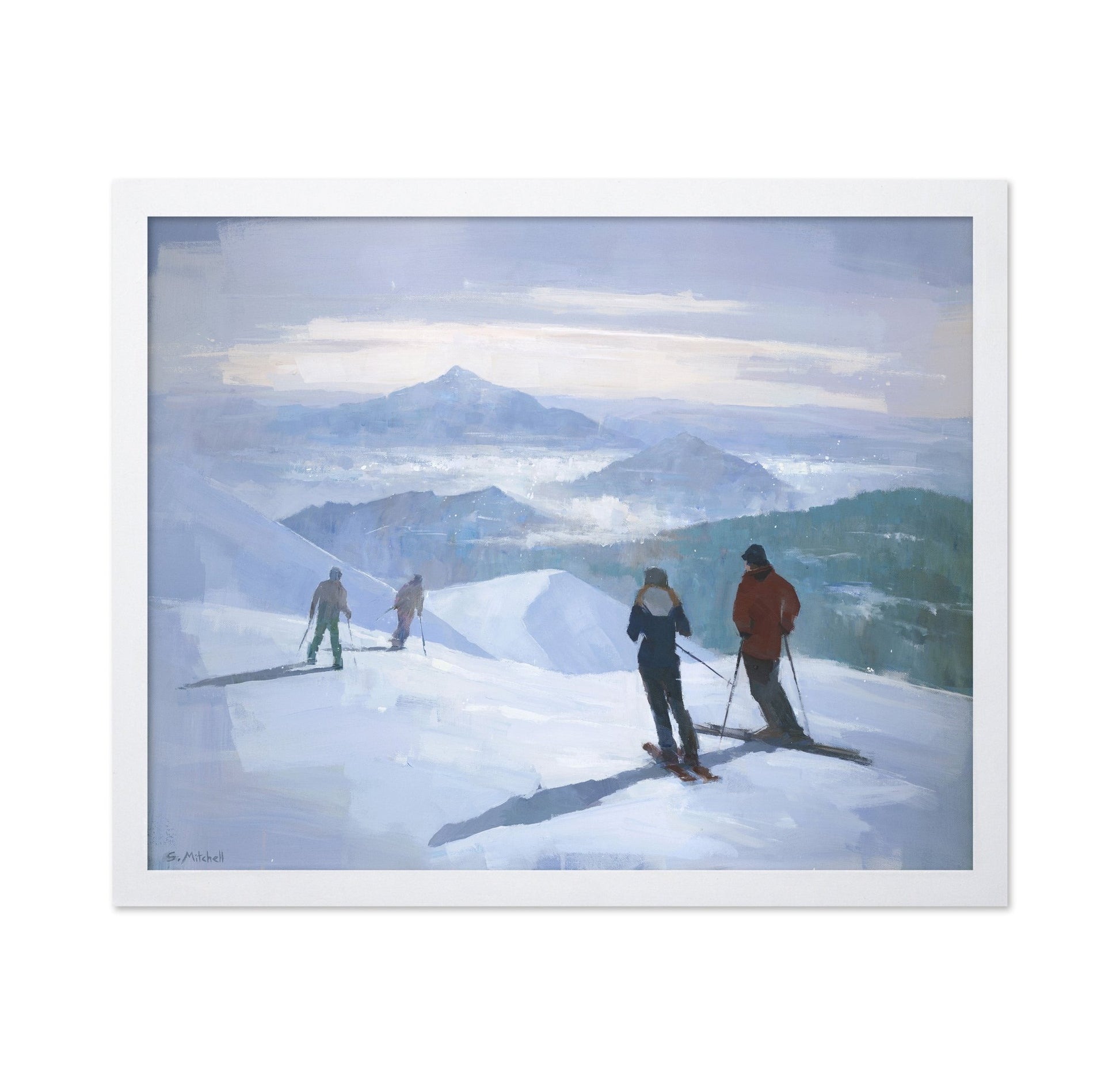 Skiers On Mountain Ridge