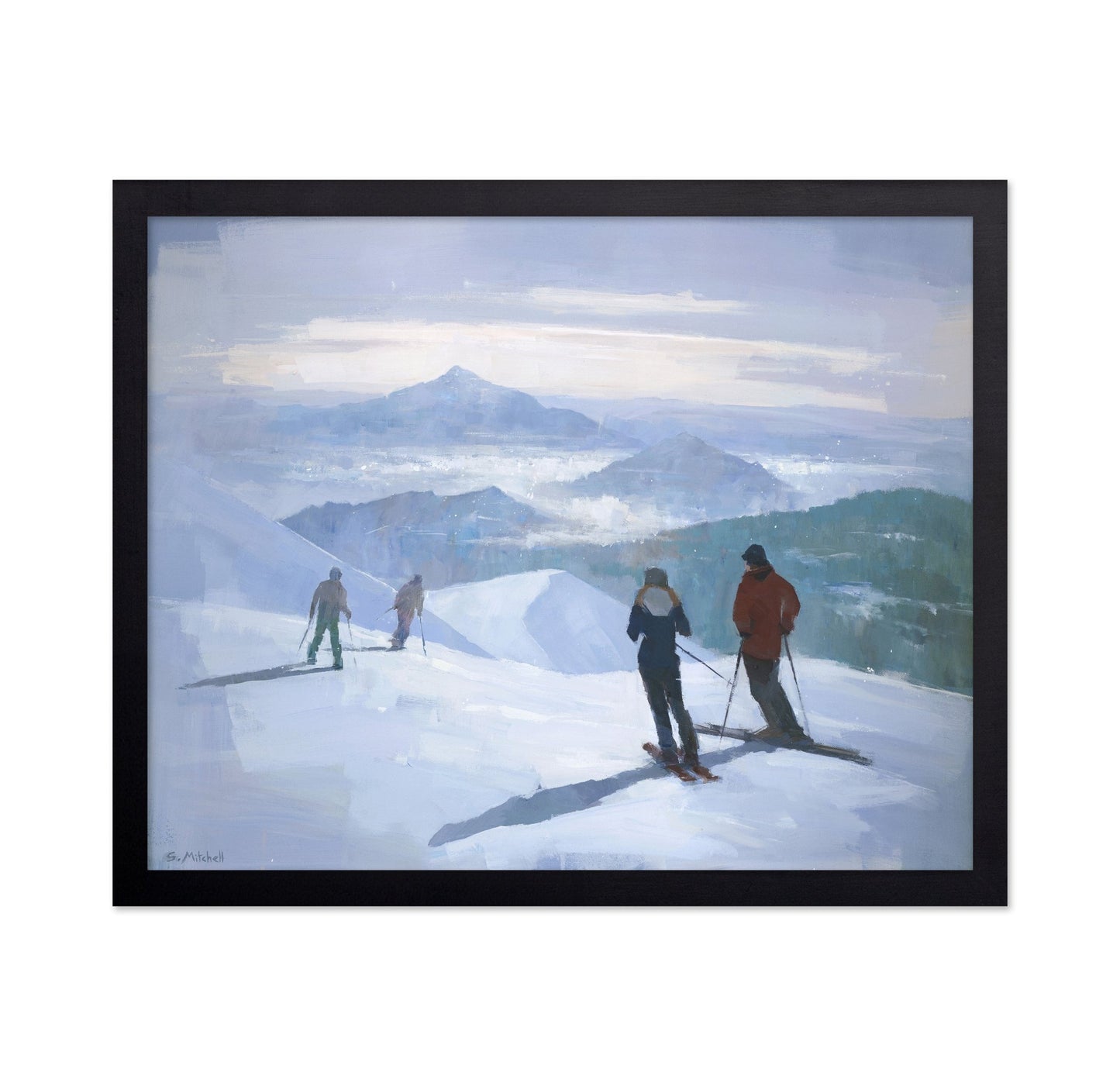 Skiers On Mountain Ridge