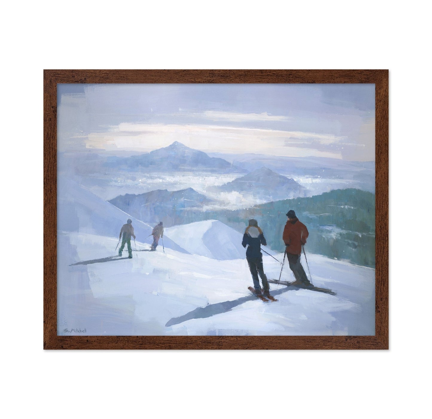 Skiers On Mountain Ridge