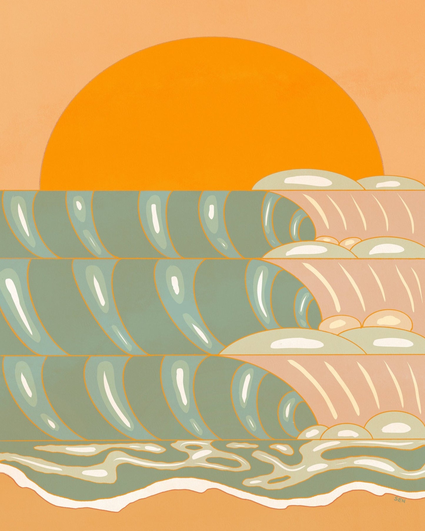 Sunset Ocean Waves