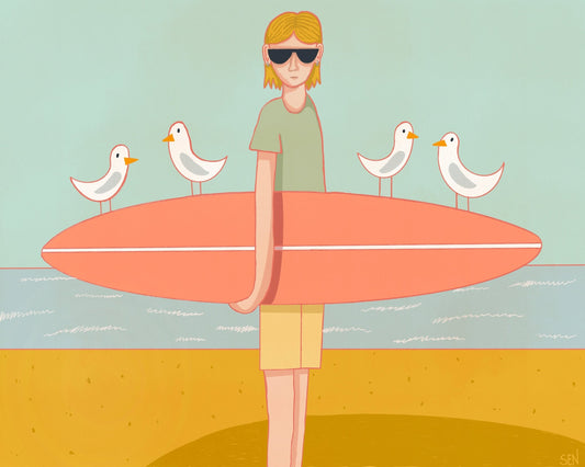 Surfboard Beach Scene