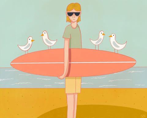 Surfboard Beach Scene